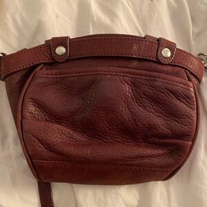 Vanessa Bruno Burgundy Small Lune Leather Crossbody Bag